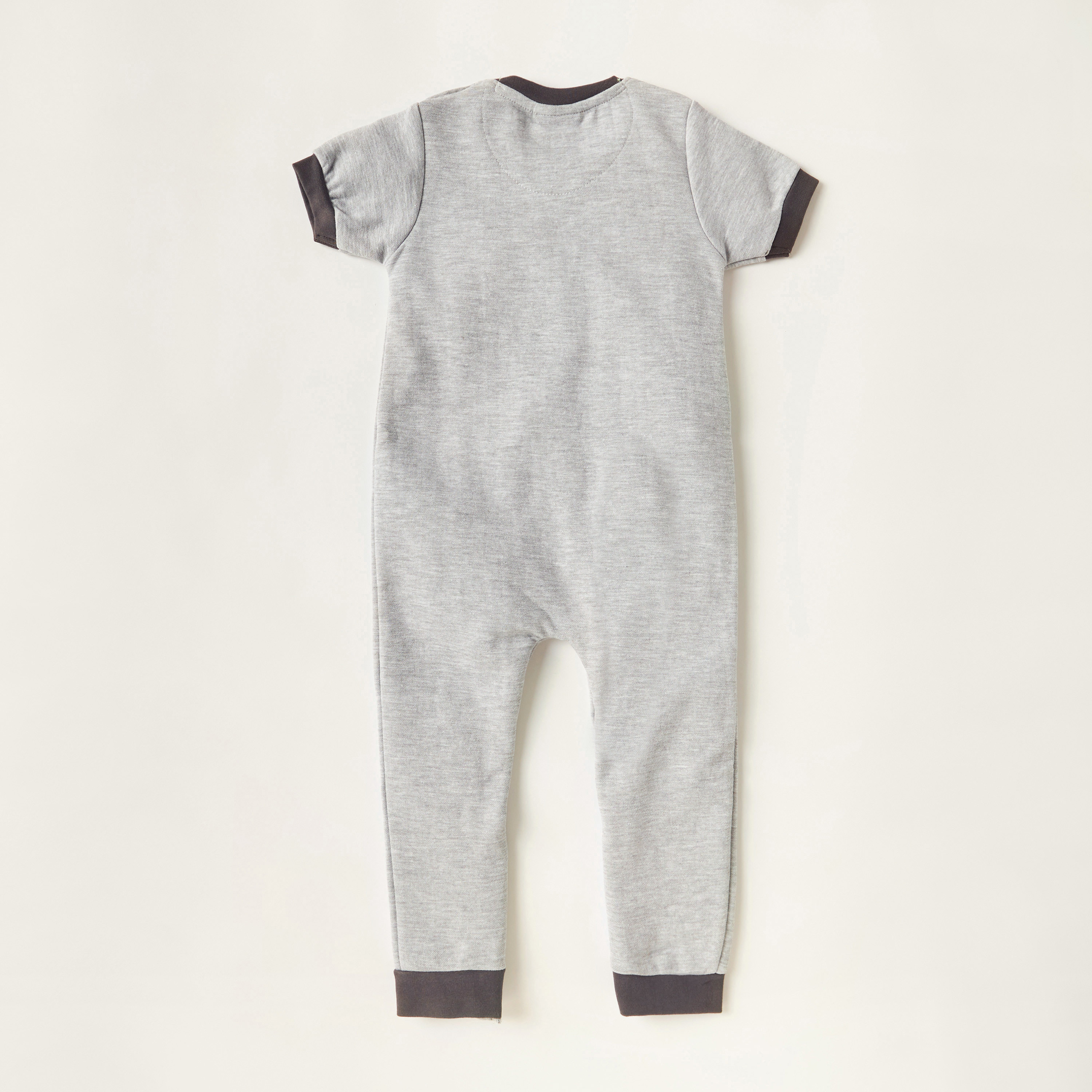 XYZ Printed Romper with Short Sleeves and Snap Button Closure-baby-boys-clothing-winterwear-rompers-image-4