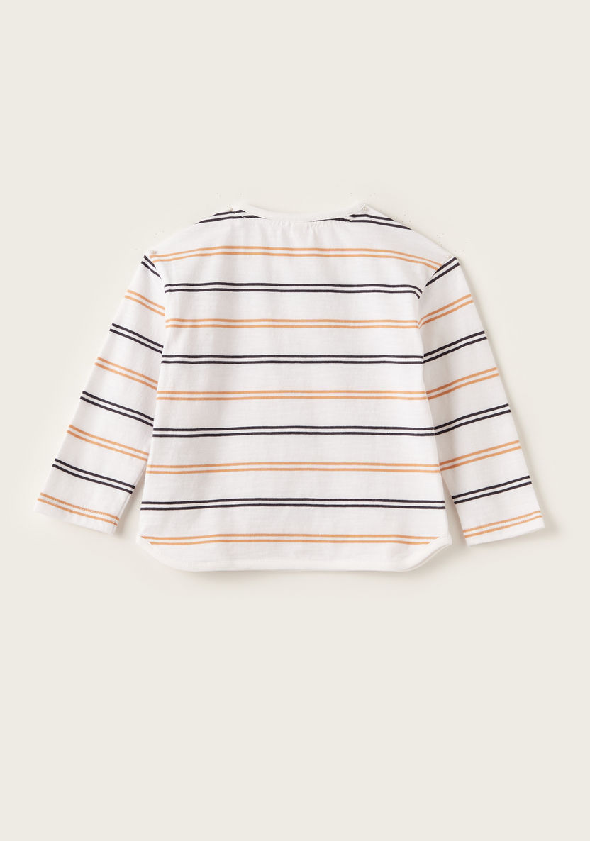 Giggles Striped T-shirt with Long Sleeves and Pockets-T Shirts-image-3