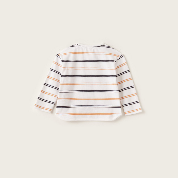 Giggles Striped T-shirt with Long Sleeves and Pockets