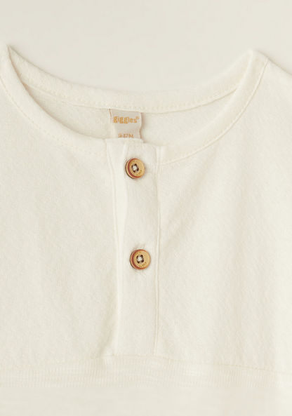 Giggles Panelled Henley Neck T-shirt with Short Sleeves