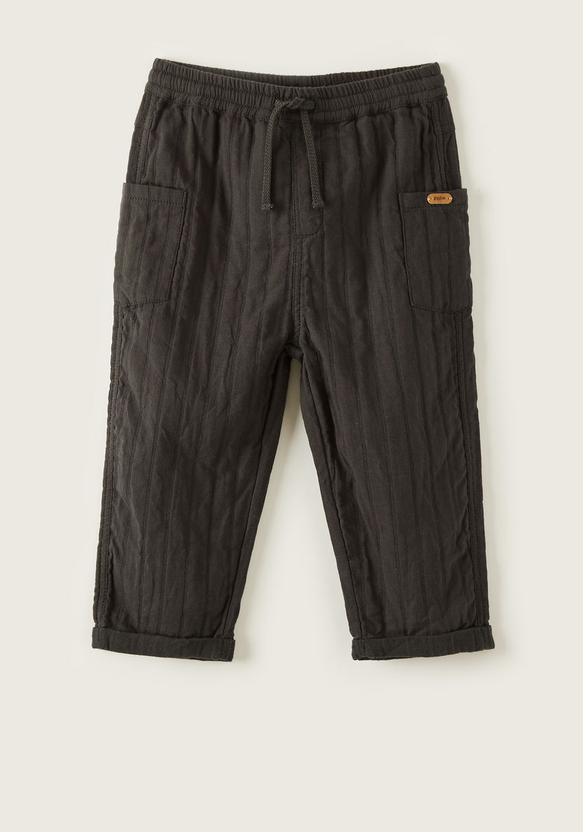 Giggles Textured Pants with Pockets and Drawstring Closure-Pants-image-0