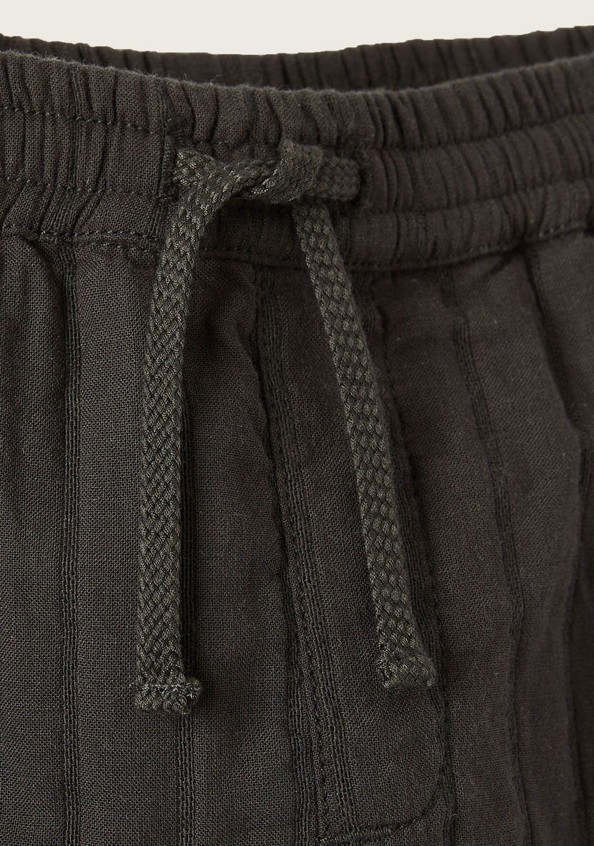Giggles Textured Pants with Pockets and Drawstring Closure-Pants-image-1