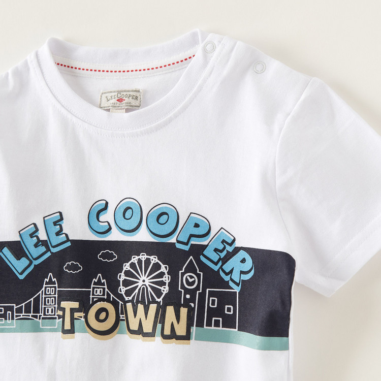 Lee Cooper Graphic Print Round Neck T-shirt with Short Sleeves