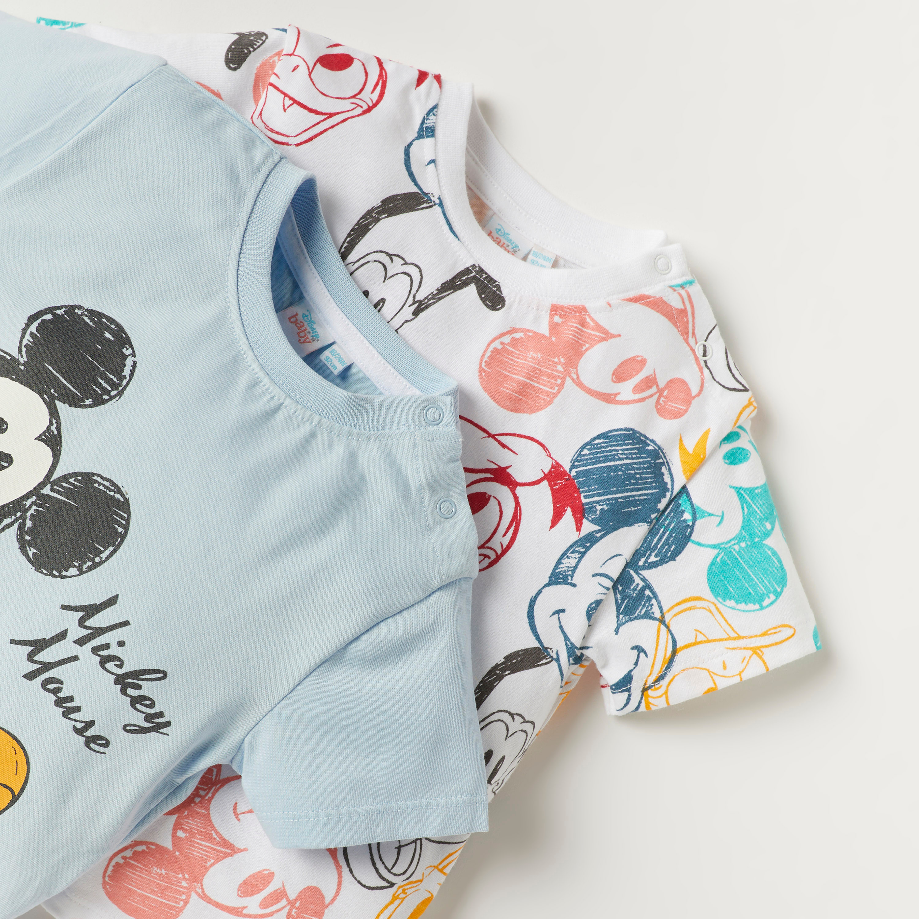 Disney Mickey Mouse Print Crew Neck T-shirt with Short Sleeves - Set of 2-baby-boys-clothing-tshirtsandpolos-image-2