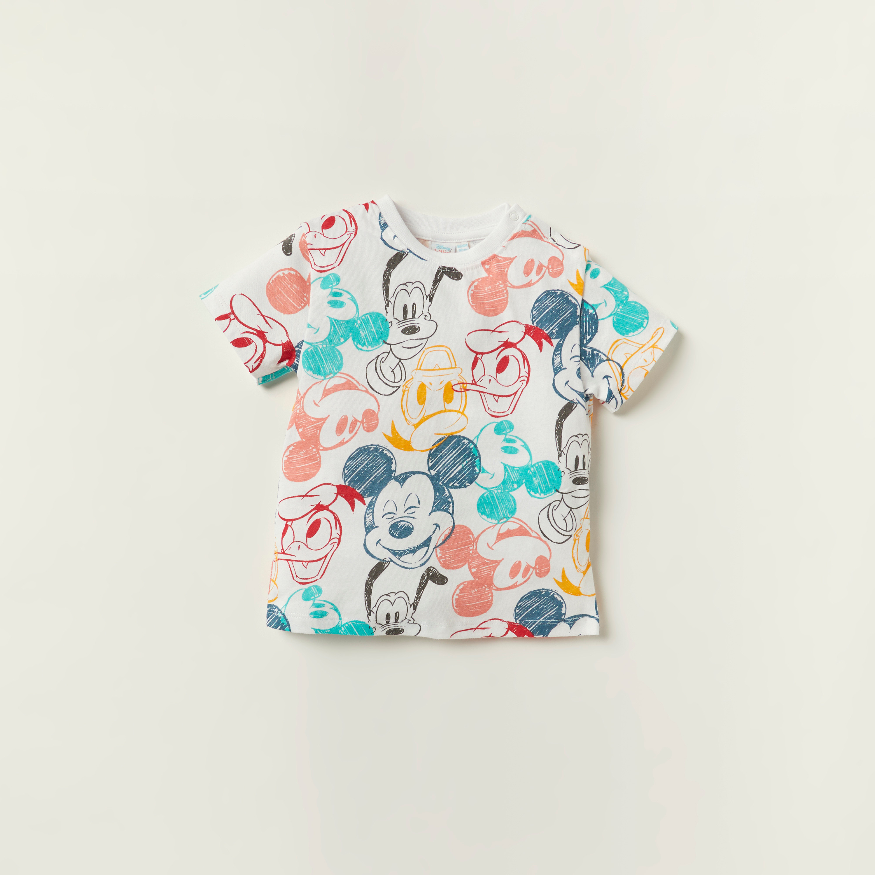 Disney Mickey Mouse Print Crew Neck T-shirt with Short Sleeves - Set of 2-baby-boys-clothing-tshirtsandpolos-image-3