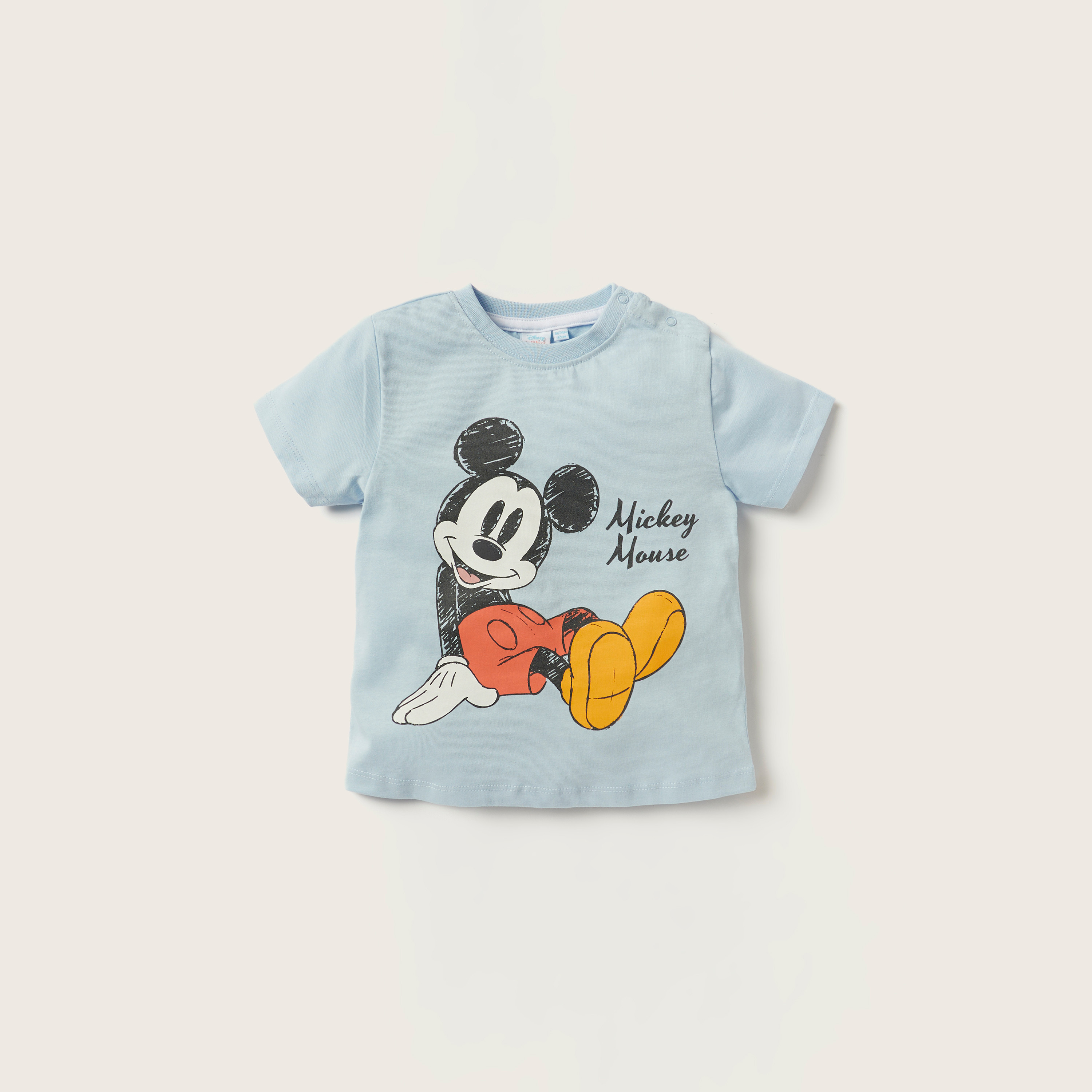 Disney Mickey Mouse Print Crew Neck T-shirt with Short Sleeves - Set of 2-baby-boys-clothing-tshirtsandpolos-image-4