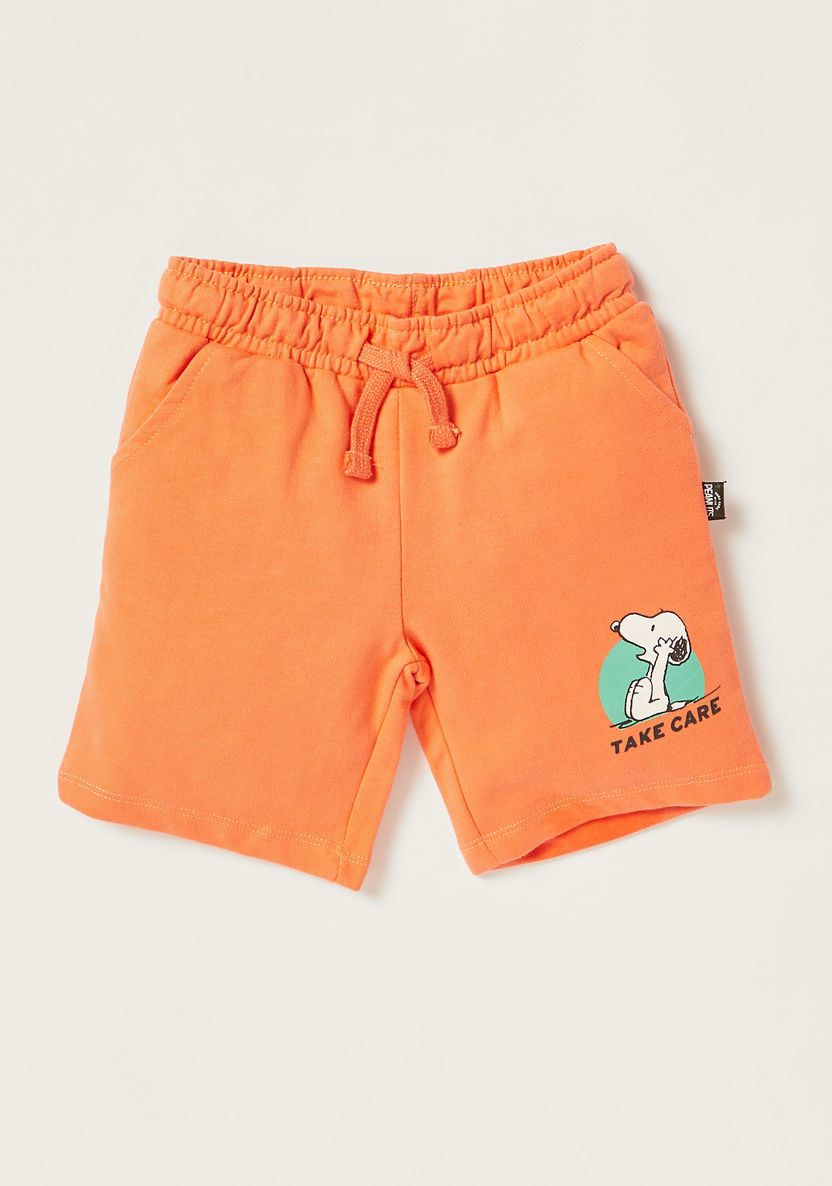 Snoopy Dog Print Crew Neck T-shirt and Shorts Set-Clothes Sets-image-2