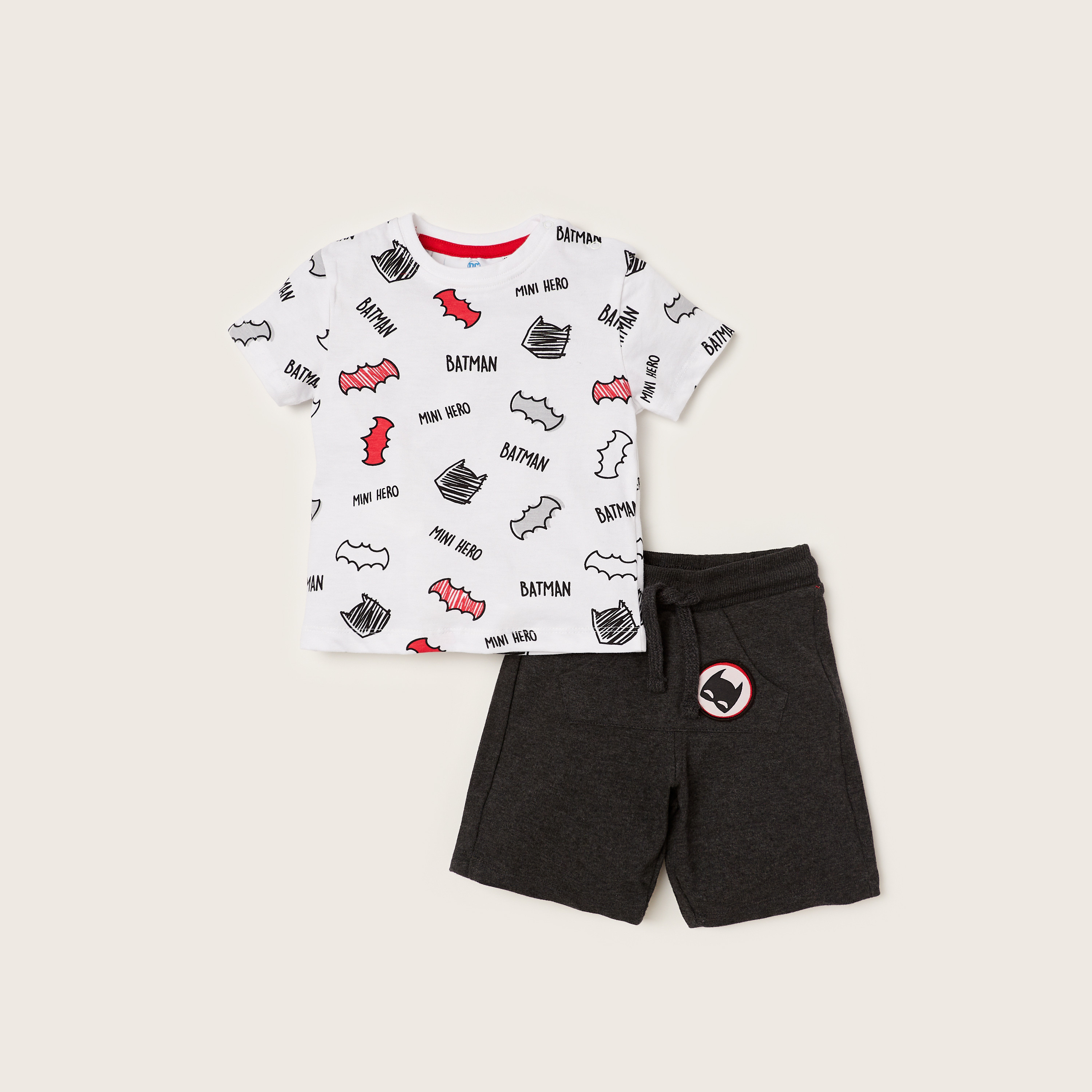 Batman Print T-shirt and Shorts Set-baby-boys-clothing-setsandcoords-image-1