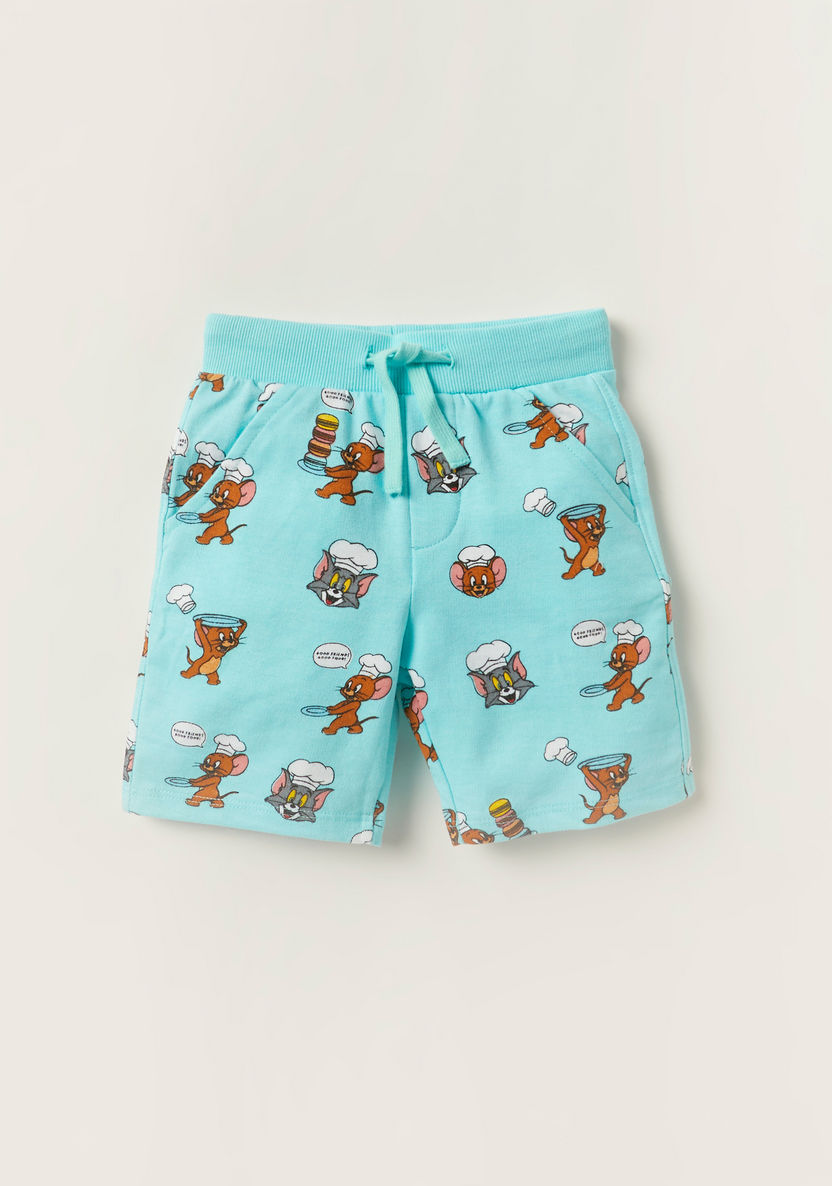 Tom and Jerry Print Crew Neck T-shirt and Shorts Set-Clothes Sets-image-3