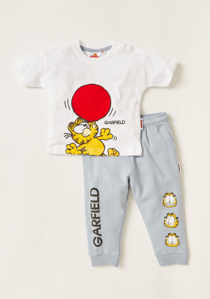 Garfield Print Crew Neck T-shirt and Joggers Set-Clothes Sets-image-0