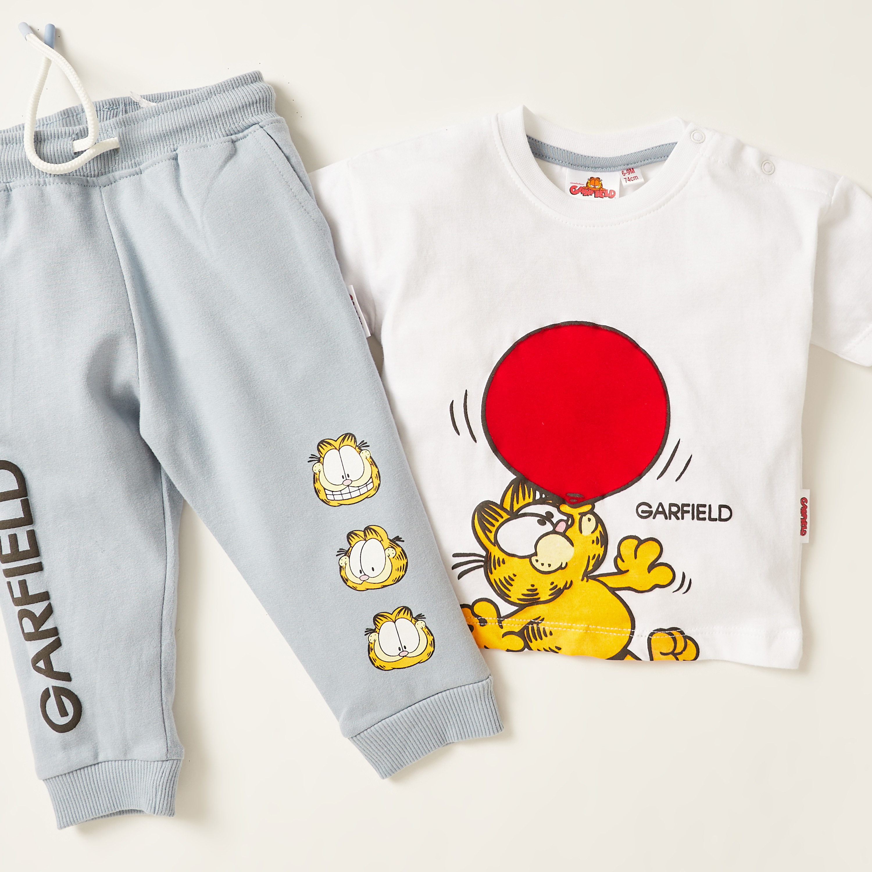 Garfield Print Crew Neck T-shirt and Joggers Set-baby-boys-clothing-setsandcoords-image-4