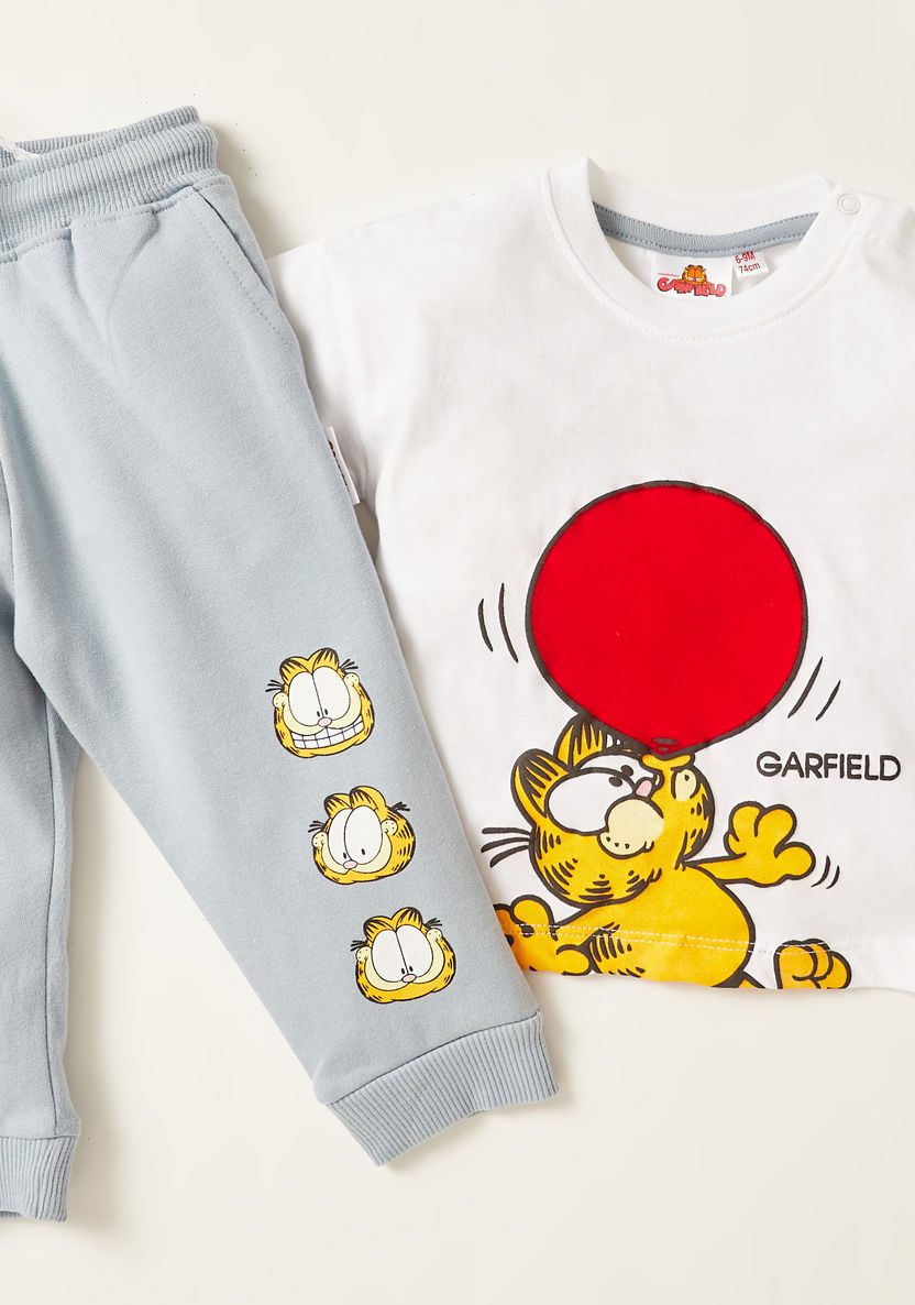 Garfield Print Crew Neck T-shirt and Joggers Set-Clothes Sets-image-3