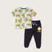 Garfield Print T-shirt and Jog Pants Set-Clothes Sets-thumbnail-0