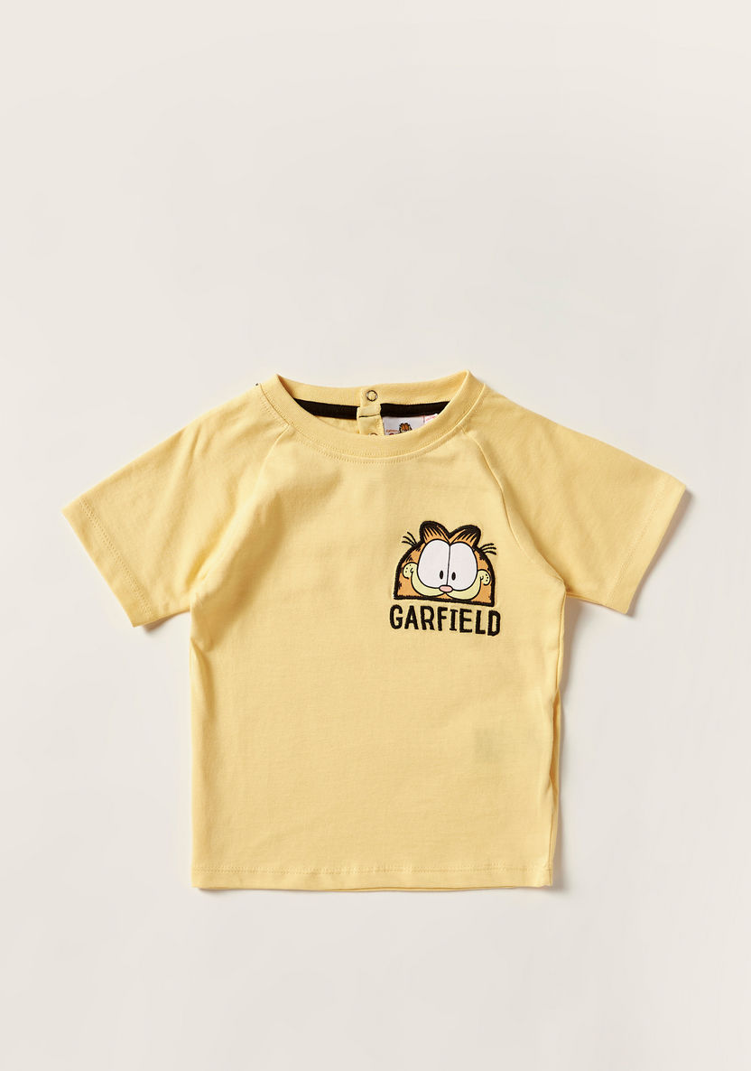 Garfield Print Round Neck T-shirt and Shorts Set-Clothes Sets-image-2