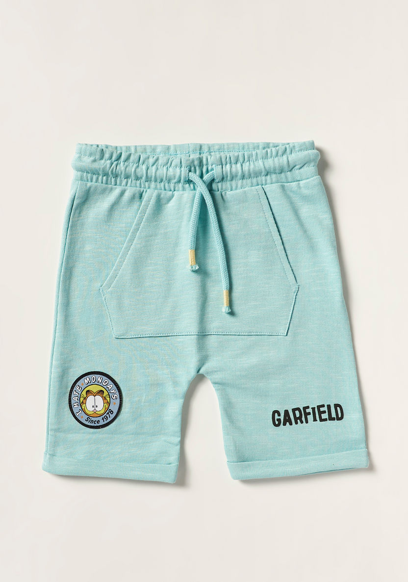 Garfield Print Round Neck T-shirt and Shorts Set-Clothes Sets-image-3