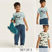 Juniors Graphic Print T-shirt with Short Sleeves - Set of 2-Multipacks-thumbnail-0