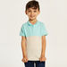 Juniors Colourblock Polo T-shirt with Short Sleeves and Button Closure-T Shirts-thumbnail-2