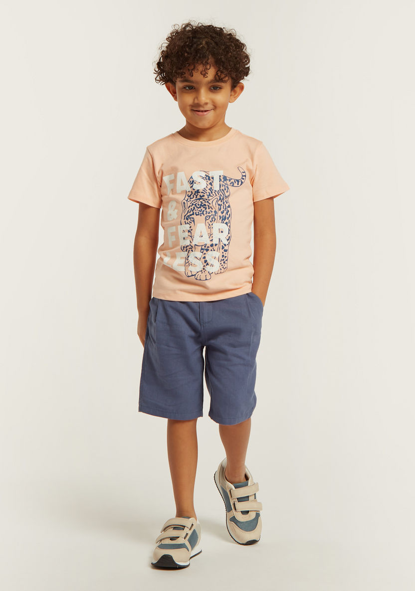 Juniors Graphic Print T-shirt with Short Sleeves-T Shirts-image-1