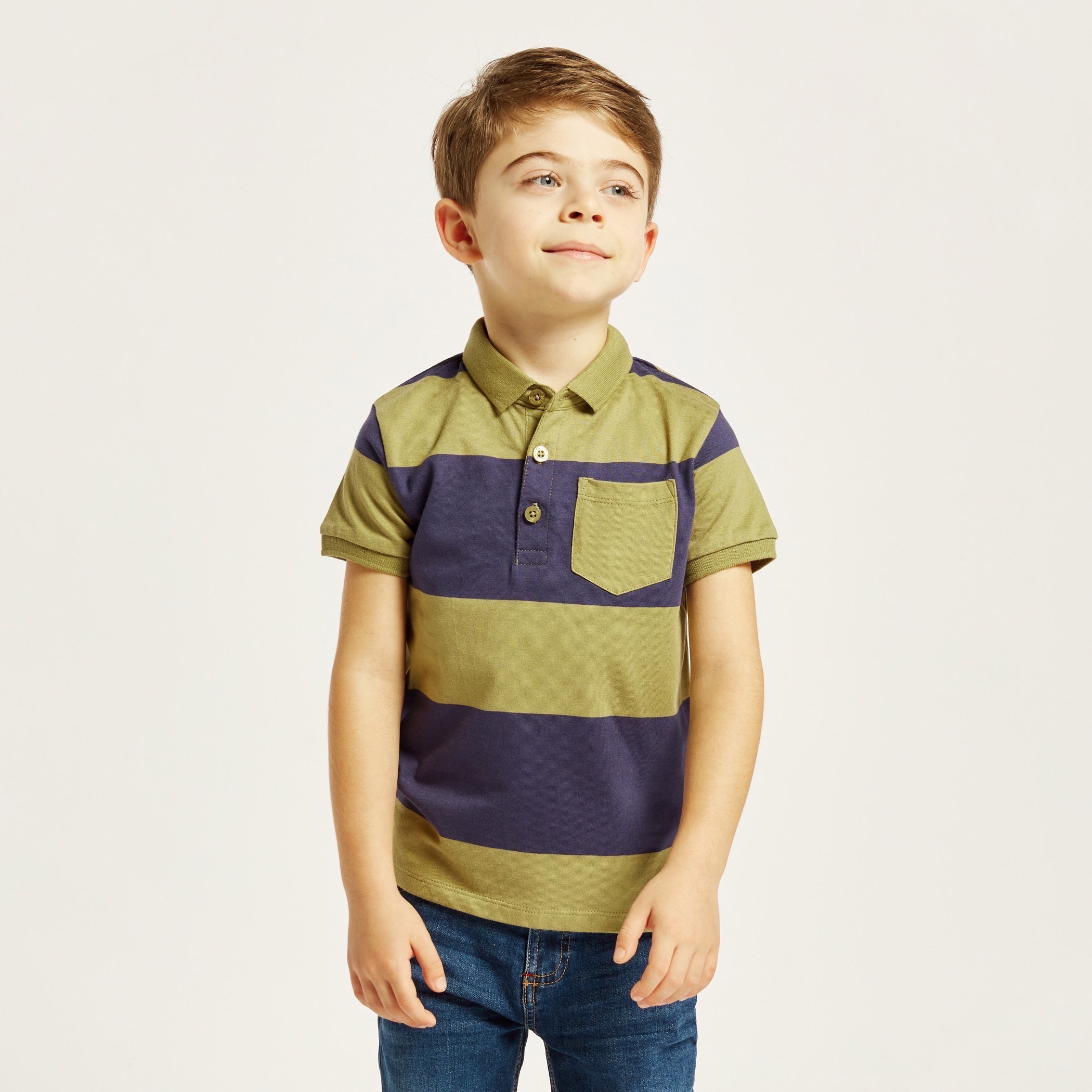Juniors Striped Polo T-shirt with Short Sleeves and Pocket-boys-clothing-tshirtsandpolos-image-1
