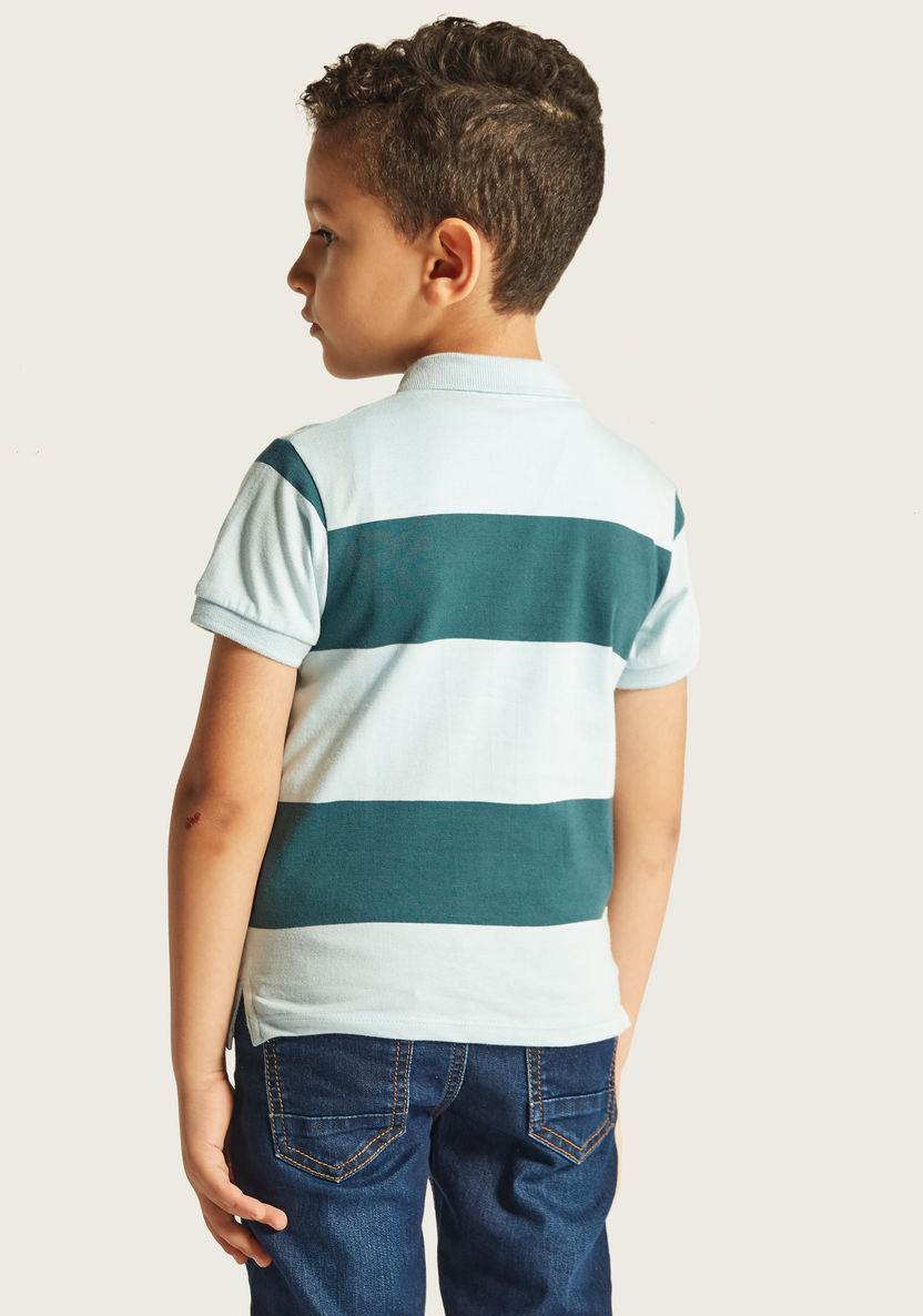 Juniors Striped Polo T-shirt with Short Sleeves and Pocket-T Shirts-image-3