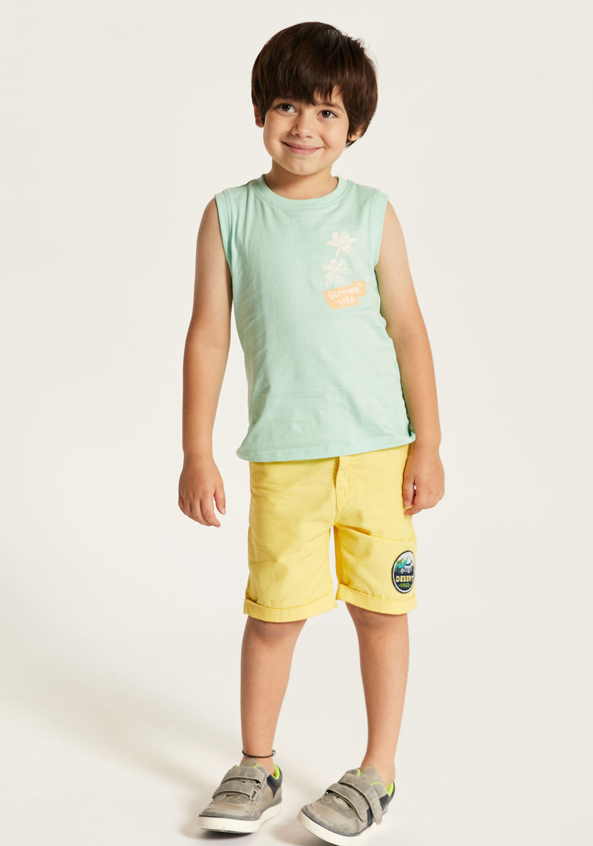 Juniors Printed Vest with Crew Neck-T Shirts-image-2