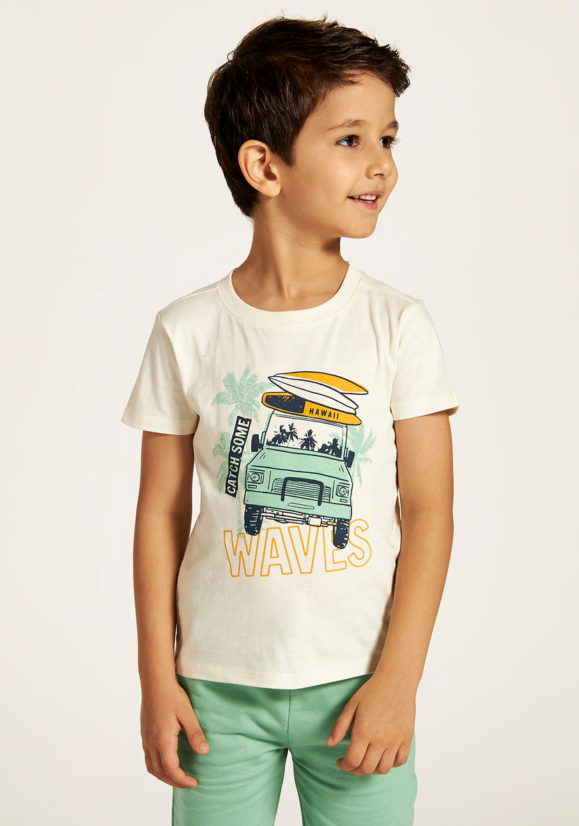 Juniors Printed Crew Neck T-shirt - Set of 2-T Shirts-image-2
