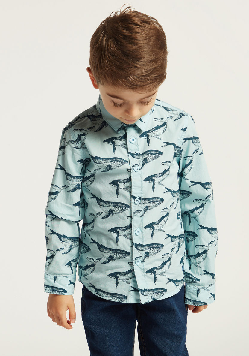 Juniors All-Over Printed Shirt with Long Sleeves-Shirts-image-1