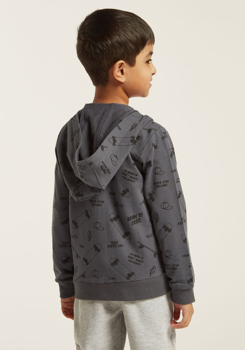 Juniors All-Over Printed Hooded Jacket with Pockets and Long Sleeves-Coats and Jackets-image-3
