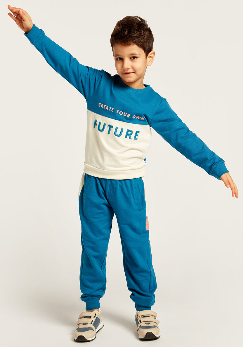 Juniors Printed Crew Neck Sweatshirt and Jogger Set-Clothes Sets-image-0