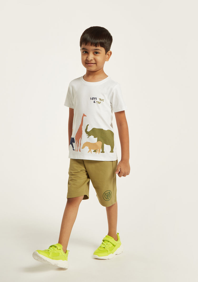 Juniors Printed T-shirt and Shorts - Set of 3-Clothes Sets-image-1