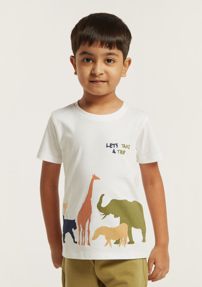 Juniors Printed T-shirt and Shorts - Set of 3-Clothes Sets-image-2