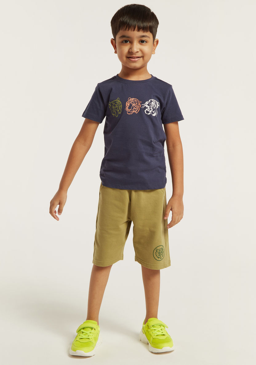 Juniors Printed T-shirt and Shorts - Set of 3-Clothes Sets-image-5