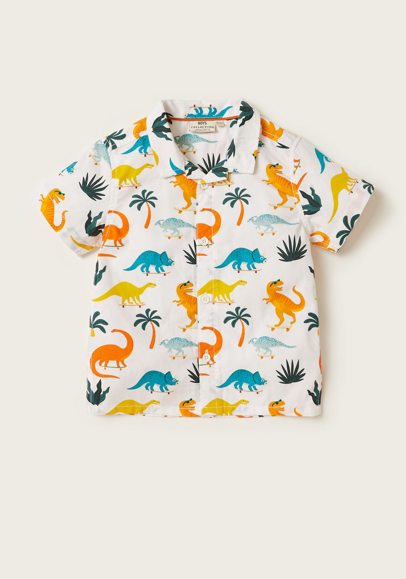 Juniors Dinosaur Print Shirt and Shorts Set-Clothes Sets-image-1