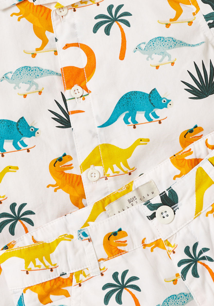 Juniors Dinosaur Print Shirt and Shorts Set-Clothes Sets-image-3