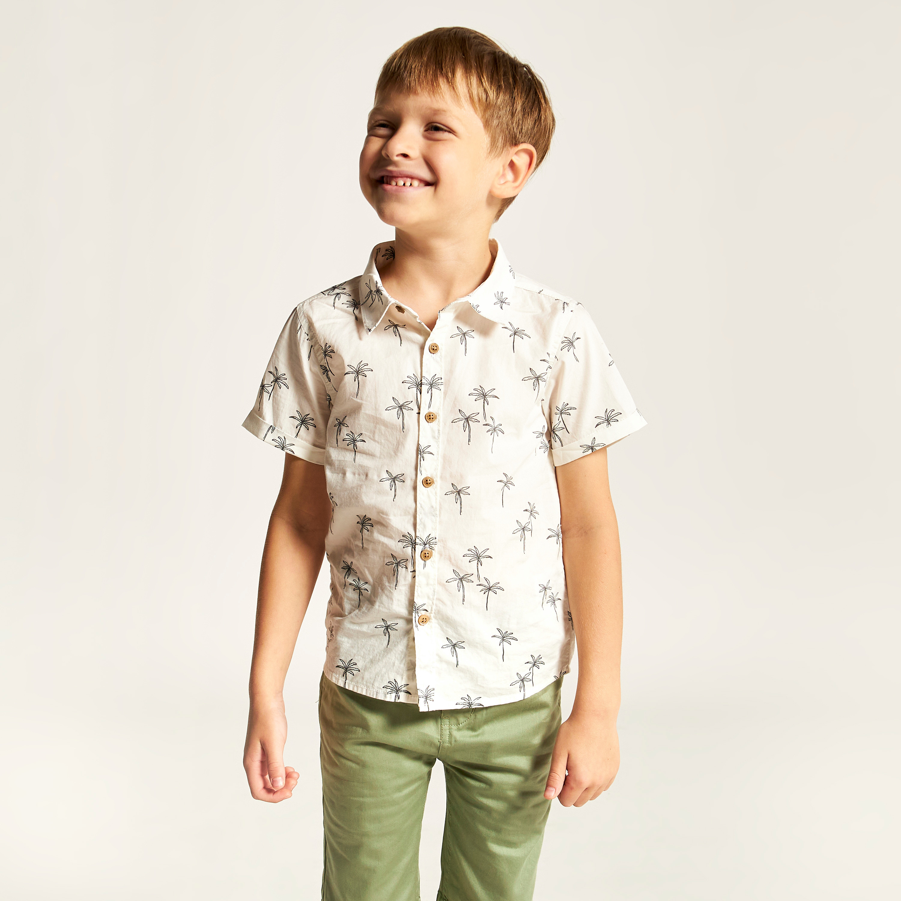 Juniors Tropical Print Shirt with Short Sleeves and Button Closure-boys-clothing-shirts-image-2