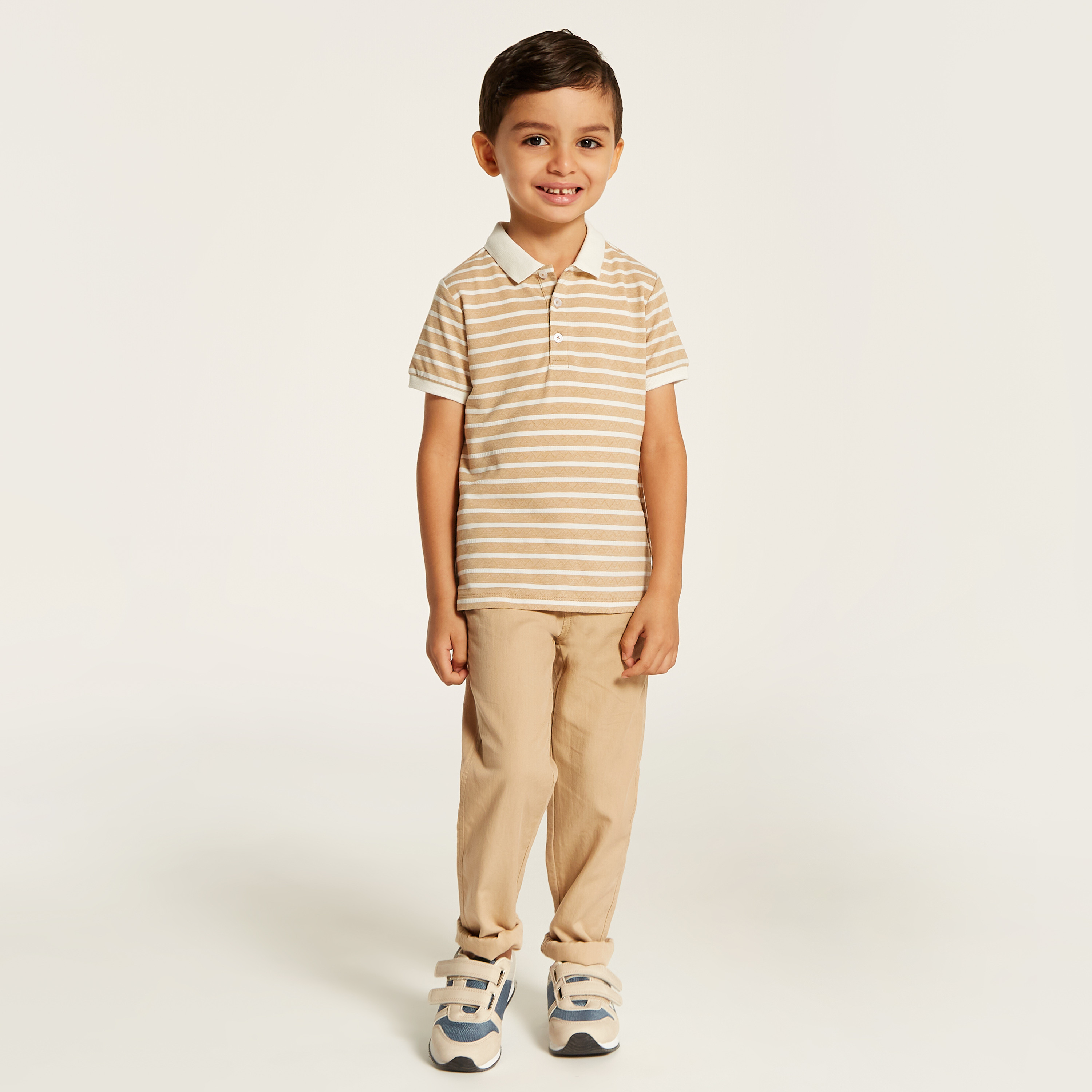 Juniors Striped Polo T-shirt with Short Sleeves and Button Closure-boys-clothing-tshirtsandpolos-image-2
