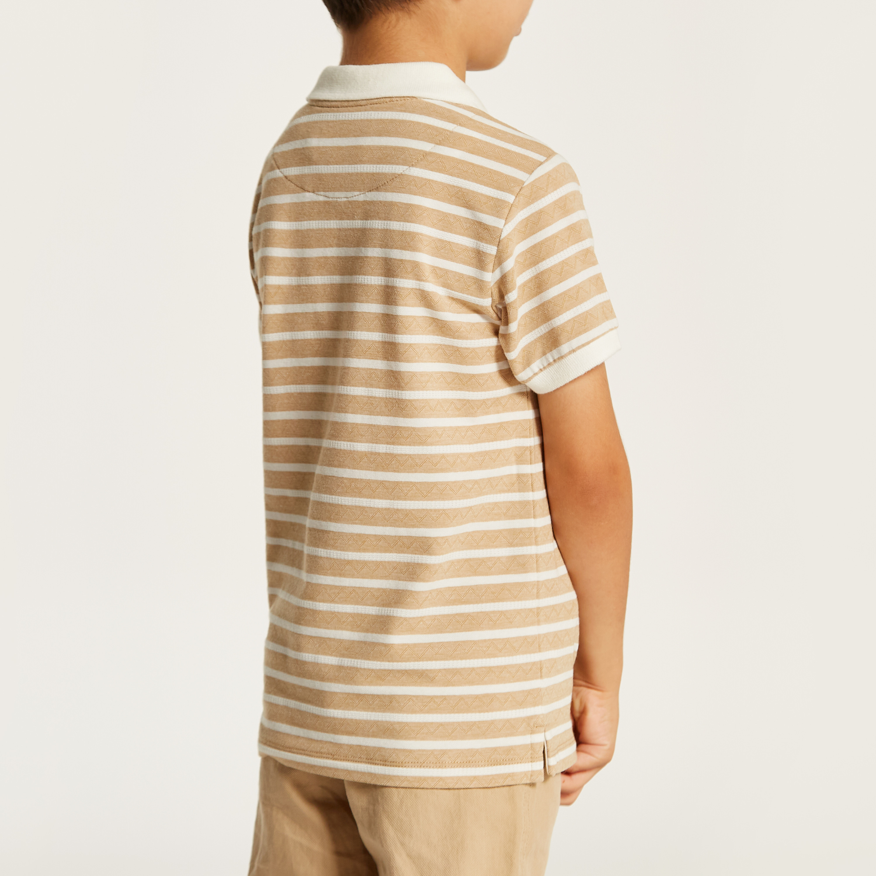 Juniors Striped Polo T-shirt with Short Sleeves and Button Closure-boys-clothing-tshirtsandpolos-image-4