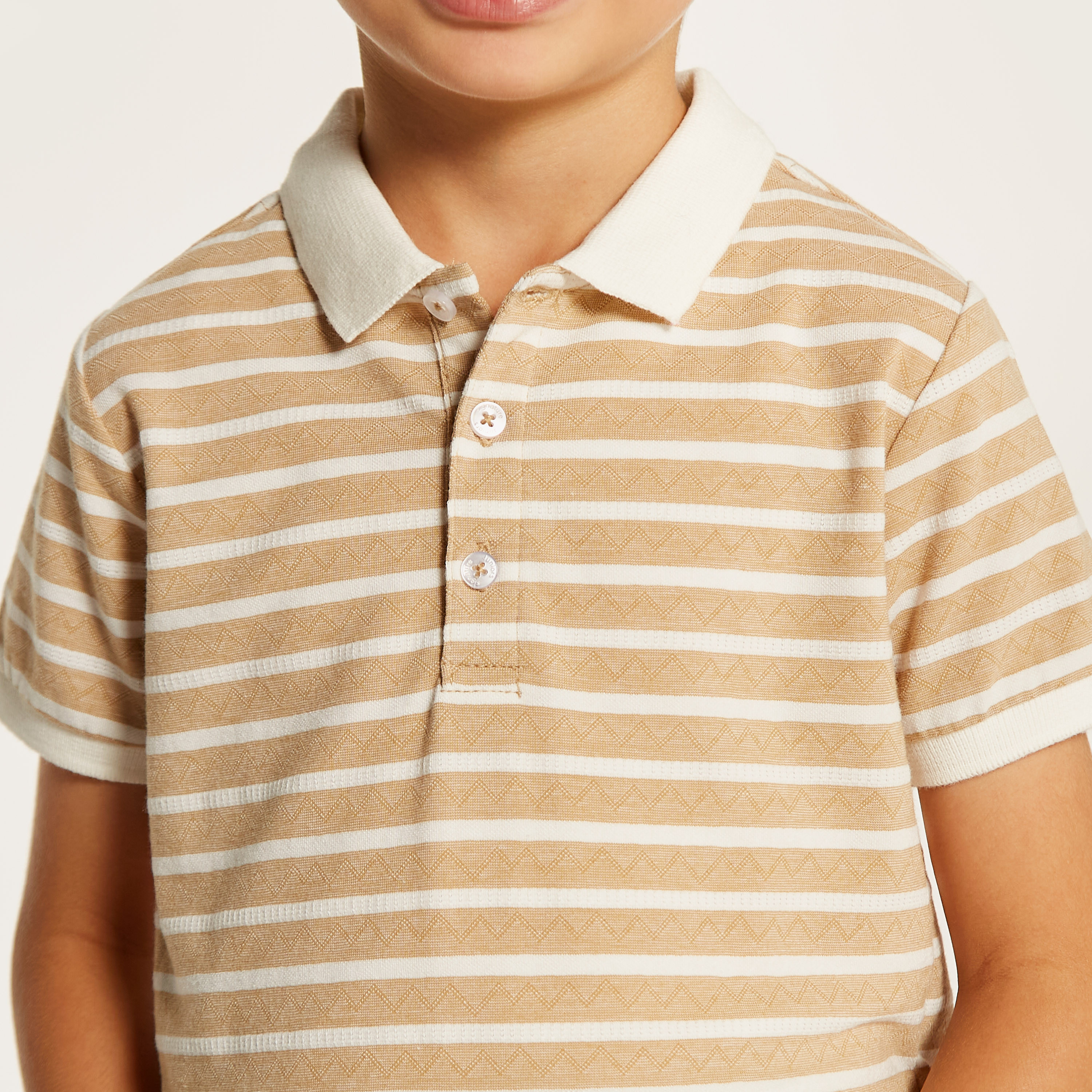 Juniors Striped Polo T-shirt with Short Sleeves and Button Closure-boys-clothing-tshirtsandpolos-image-5