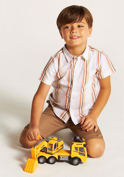 Juniors Striped Short Sleeves Shirt with Button Closure and Pocket
