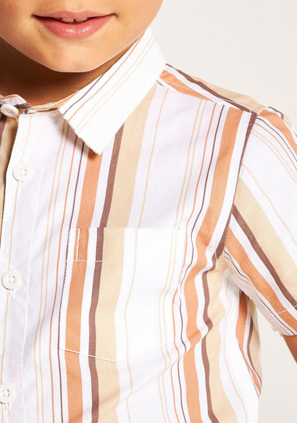 Juniors Striped Short Sleeves Shirt with Button Closure and Pocket-Shirts-image-2