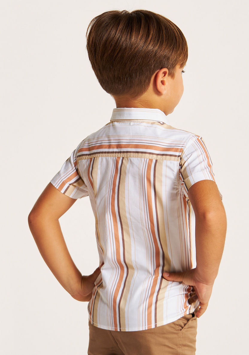 Juniors Striped Short Sleeves Shirt with Button Closure and Pocket-Shirts-image-3