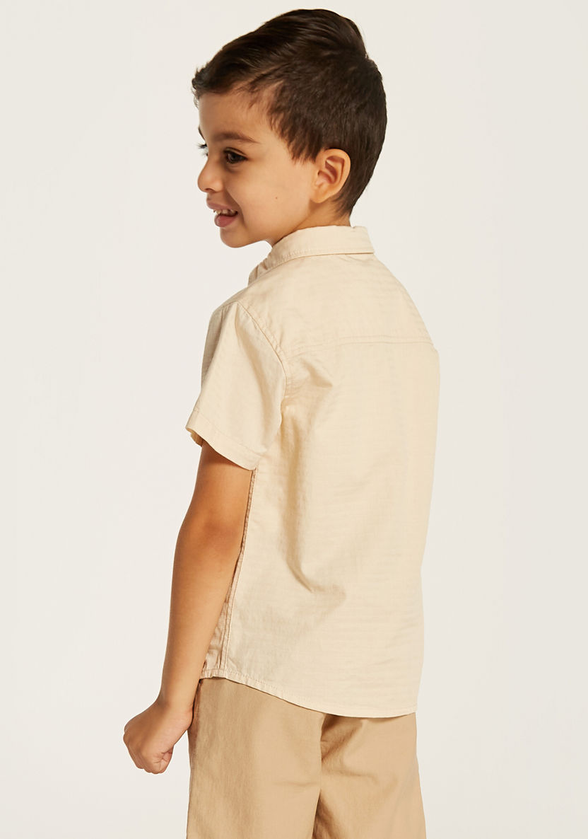 Juniors Textured Shirt with Button Closure and Short Sleeves-Shirts-image-3