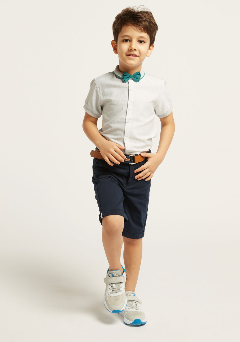 Juniors Solid Shirt with Button Closure and Bow Detail-Shirts-image-1