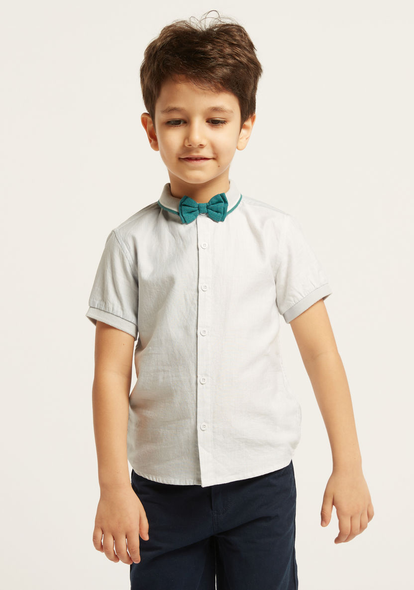 Juniors Solid Shirt with Button Closure and Bow Detail-Shirts-image-2