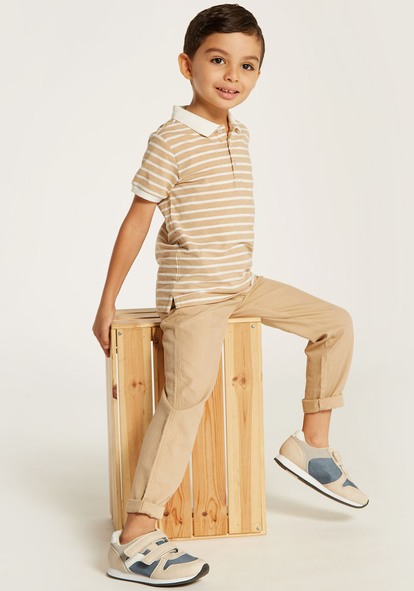Juniors Solid Mid-Rise Pants with Button Closure and Pockets-Pants-image-1
