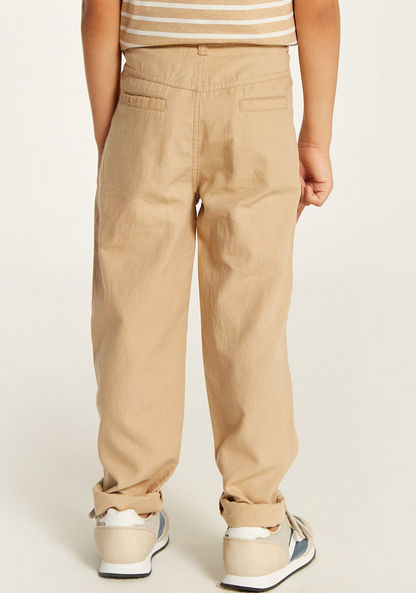 Juniors Solid Mid-Rise Pants with Button Closure and Pockets