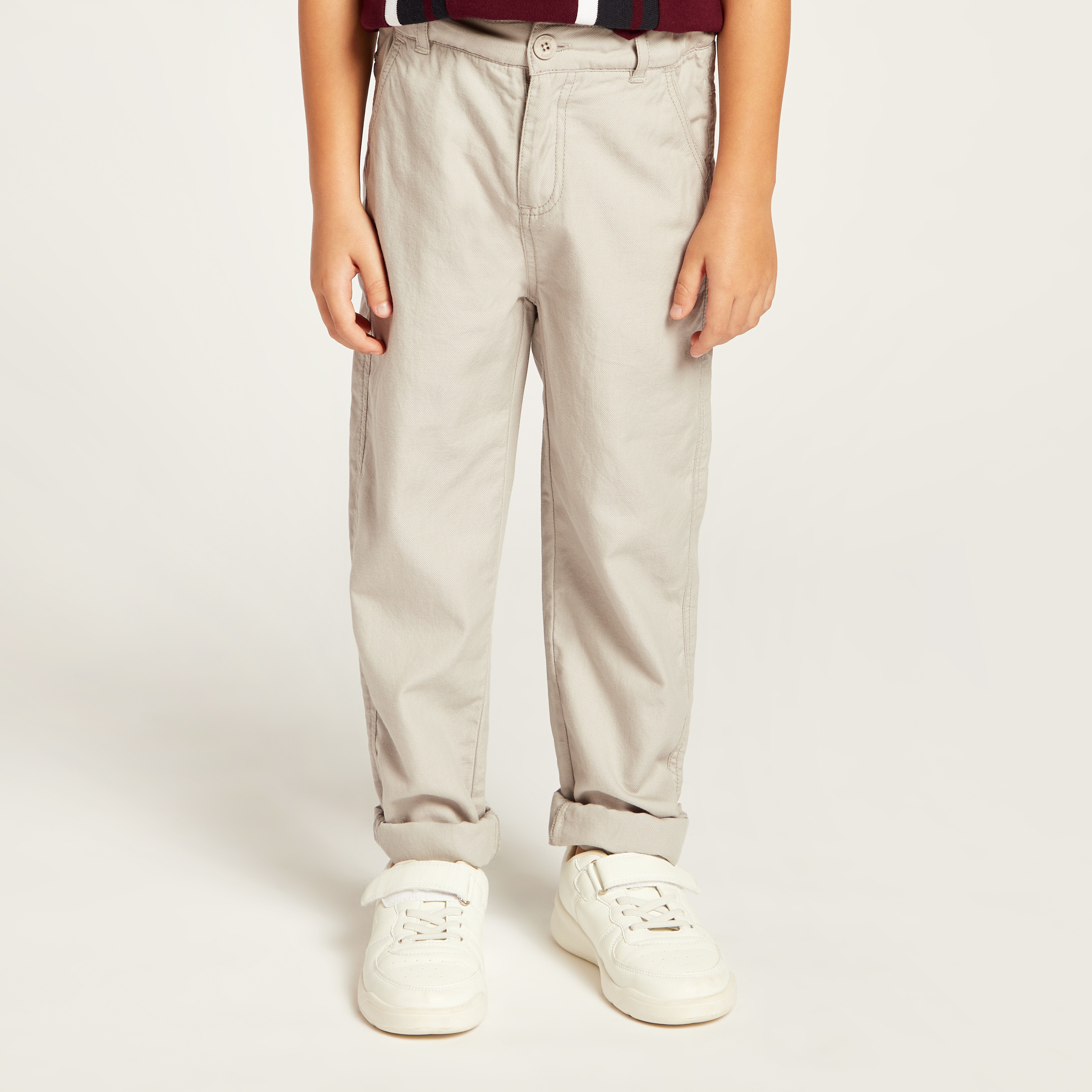 Juniors Solid Full Length Pants with Button Closure and Pockets-boys-clothing-bottoms-trousers-image-1