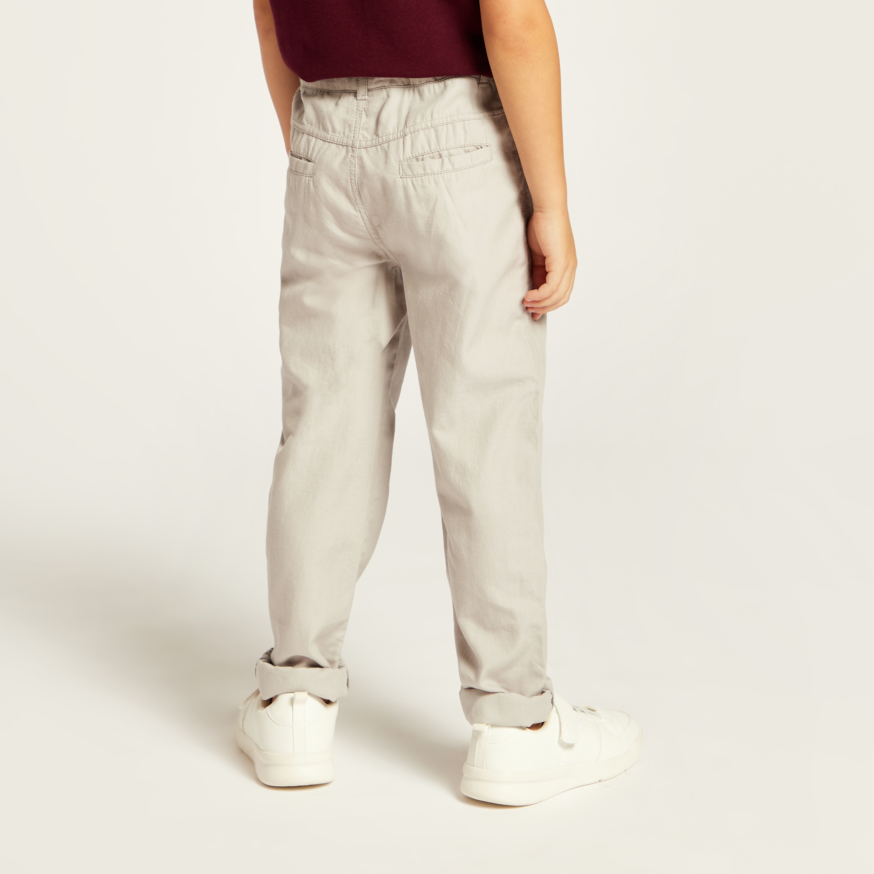 Juniors Solid Full Length Pants with Button Closure and Pockets-boys-clothing-bottoms-trousers-image-4