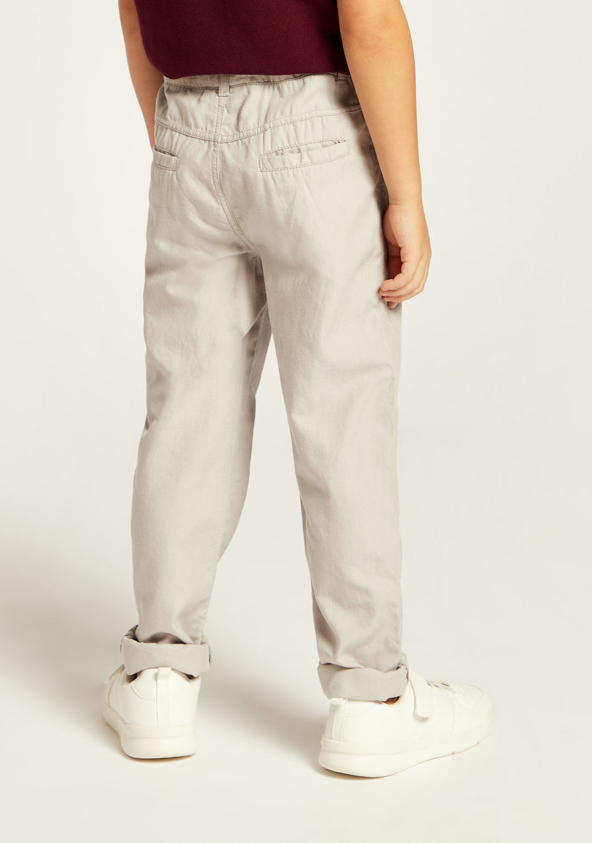 Juniors Solid Full Length Pants with Button Closure and Pockets-Pants-image-3