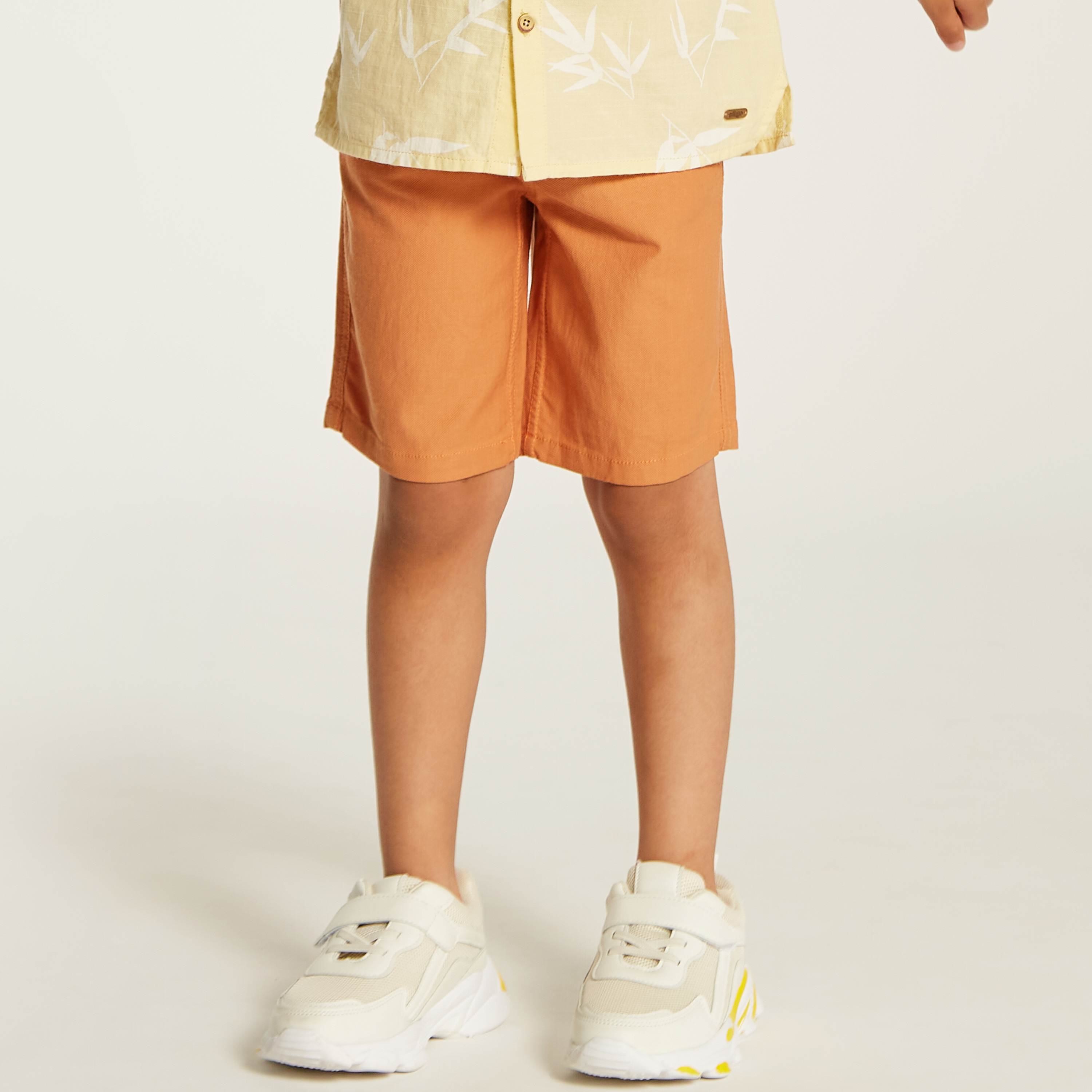Juniors Solid Mid-Rise Shorts with Button Closure and Pockets-baby-boys-clothing-bottoms-shorts-image-1